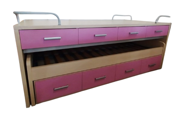 Cama nido con estantería
