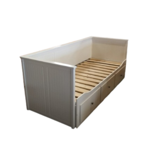 Cama individual color blanco con cajones