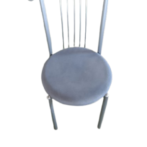 2 sillas metal gris asiento azul