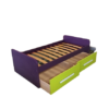 Cama individual morada y verde con cajones - Imagen 5