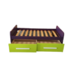Cama individual morada y verde con cajones - Imagen 4