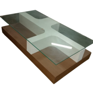 Mesita moderna blanca con madera