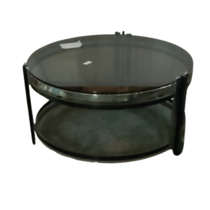 Mesita redonda metal con cristal
