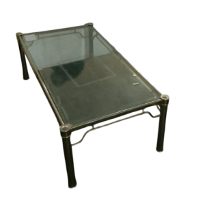Mesita cristal rectangular detalles dorados