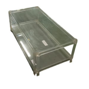 Mesita cristal rectangular detalles dorados