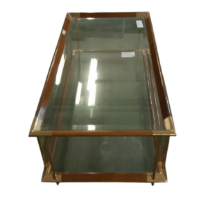 Mesita cristal rectangular detalles dorados