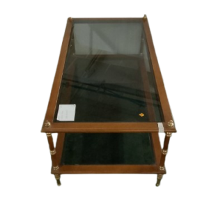 Mesita rectangular cristal y madera