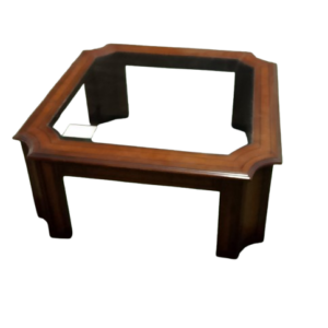Mesita cristal con madera cuadrada