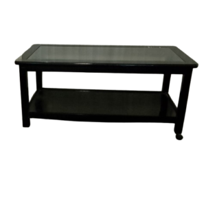 Mesita cristal y madera negra