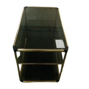 Mesita cristal con detalles dorados