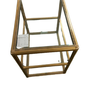 Mesita cristal estructura dorada