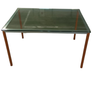 Mesa cristal combinada con madera